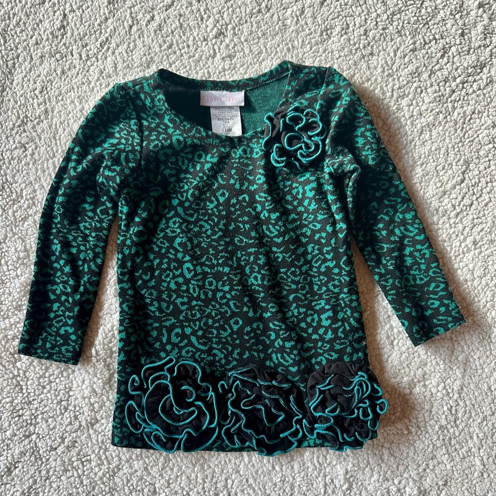 Teal Leopard Print Kids Dress